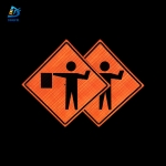 Roll Up Sign & Stand - 36 Inch Reflective Flagger Ahead Roll Up Traffic Sign